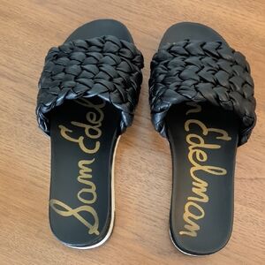 EUC Sam Edelman Black Woven Slide Sandals Size 6